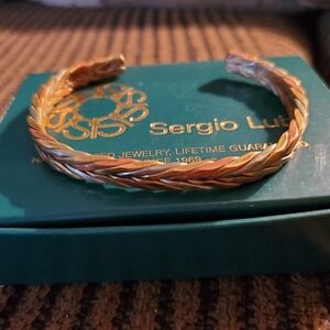 Sergio Lub Two-Tone Braided Cuff Bracelet - Gold & Rose Gold